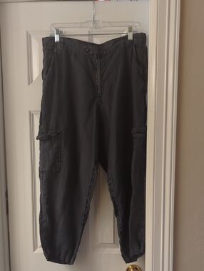 Rachel Black Linen Cargo Pants with Utility Pockets